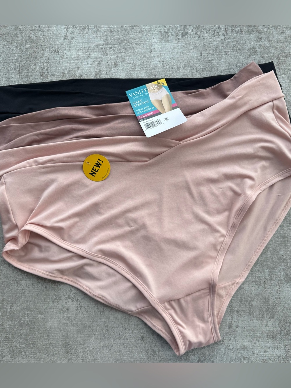 Vanity Fair Radiant Collection Silky Stretch 
V-Front Waist 3 Pack Brief 4XL NWT